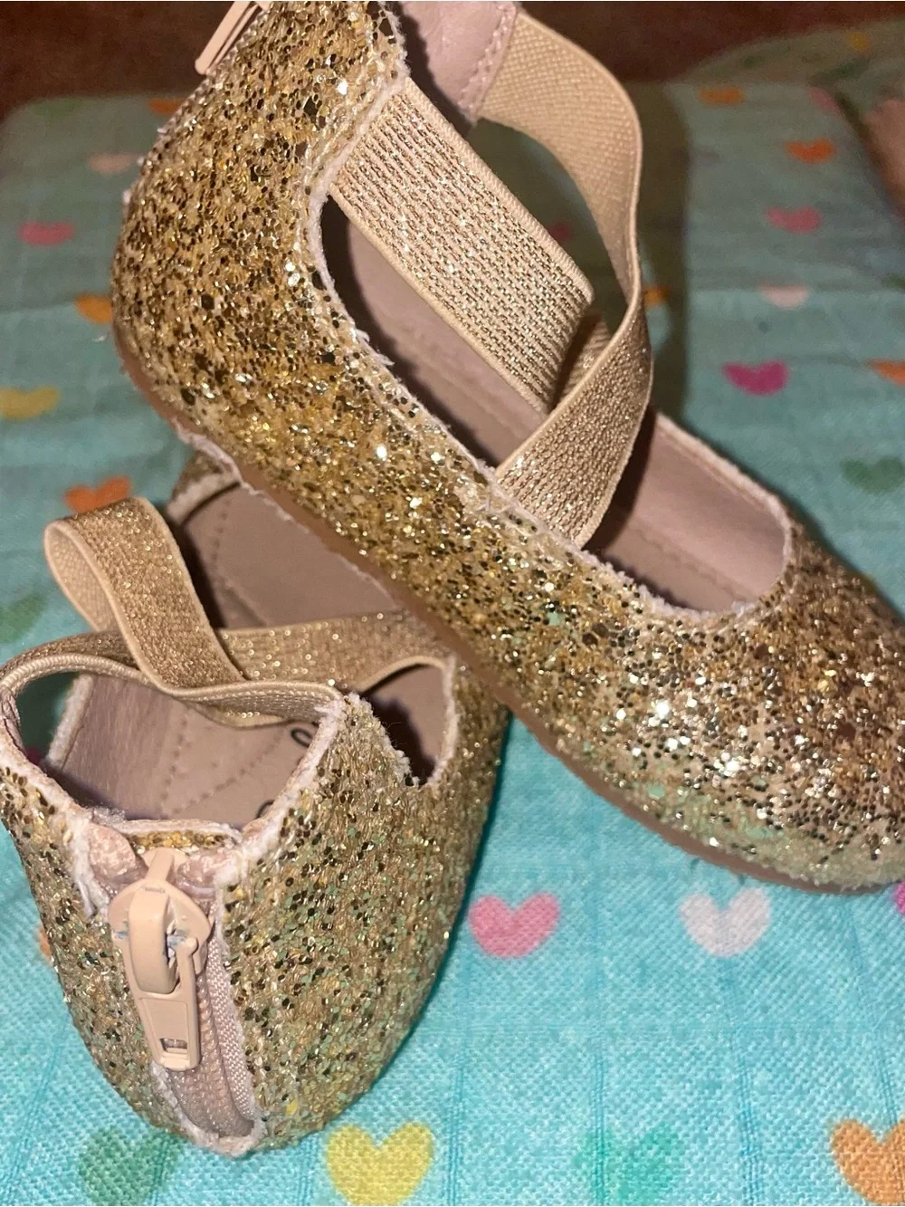 A bear co-Gold Glitter Cross-Strap Kids Shoes